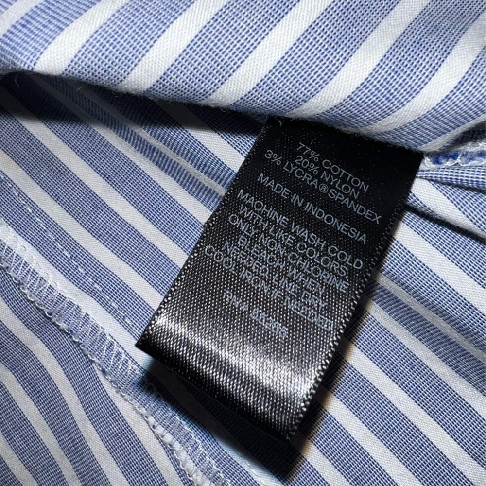 Express Blue & White Striped Button Up Stretch Long Sleeve Shirt Size M - Picture 9 of 10